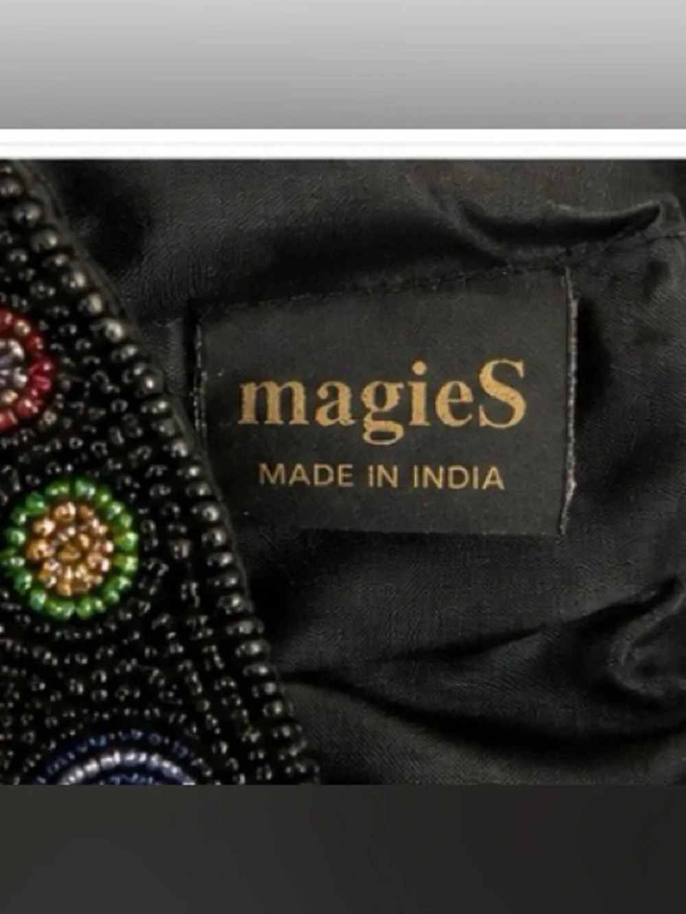 [magieS] Hand Beaded Black Small Crossbody Bag Multicolor Spiral Design
